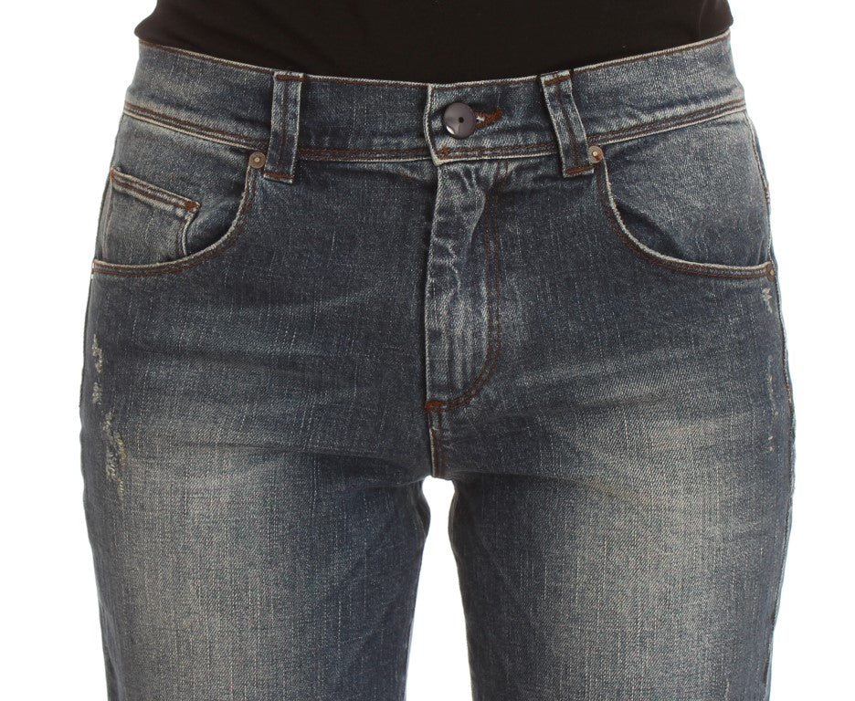 Ermanno Scervino Blue Wash Cotton Blend Slim Fit Women's Jeans