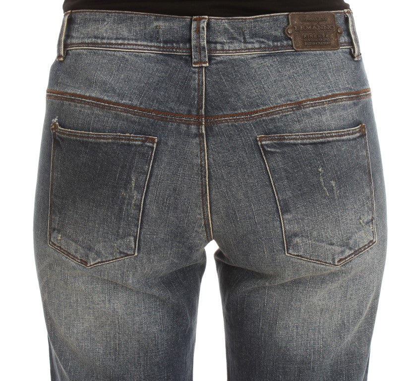 Ermanno Scervino Blue Wash Cotton Blend Slim Fit Women's Jeans