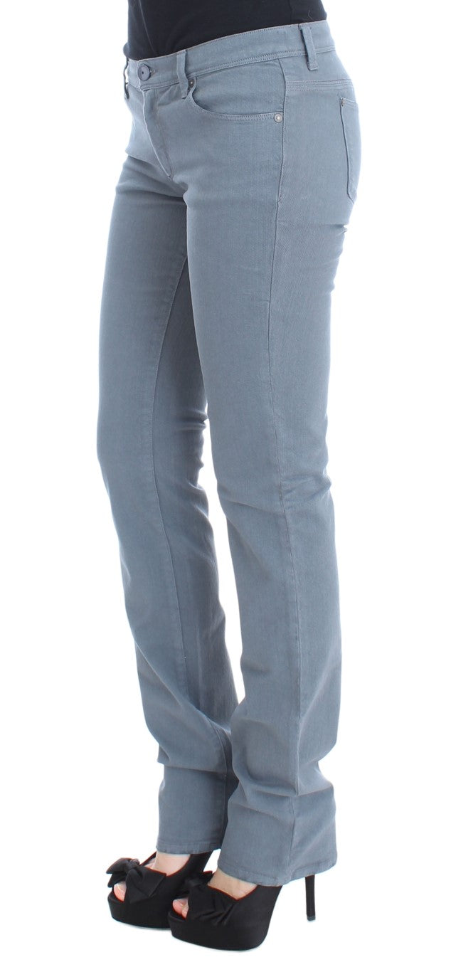 Ermanno Scervino Blue Cotton Blend Slim Fit Bootcut Women's Jeans
