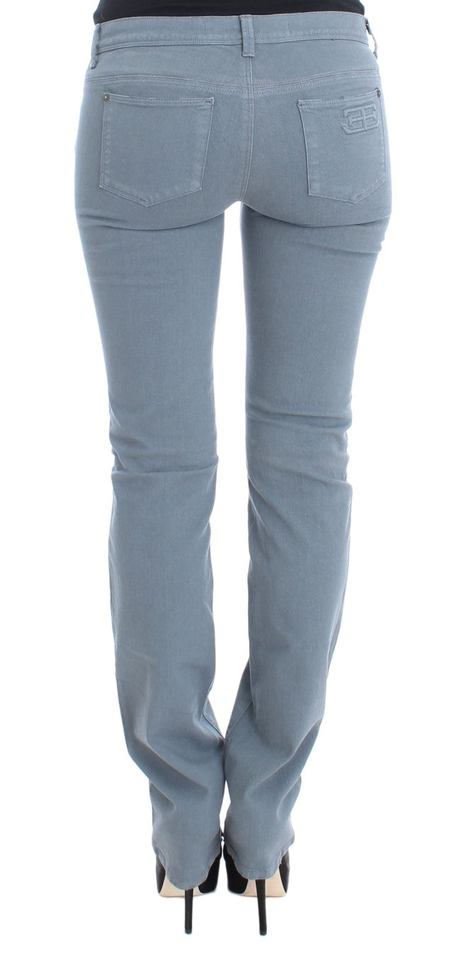 Ermanno Scervino Blue Cotton Blend Slim Fit Bootcut Women's Jeans