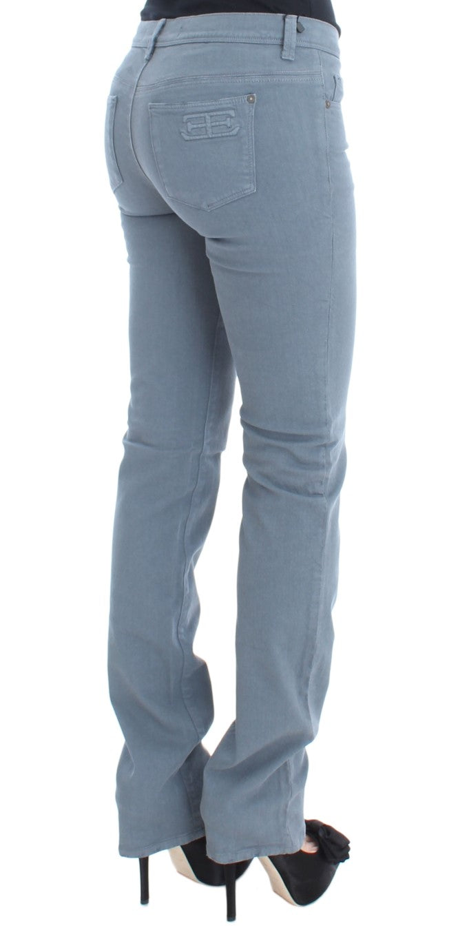 Ermanno Scervino Blue Cotton Blend Slim Fit Bootcut Women's Jeans