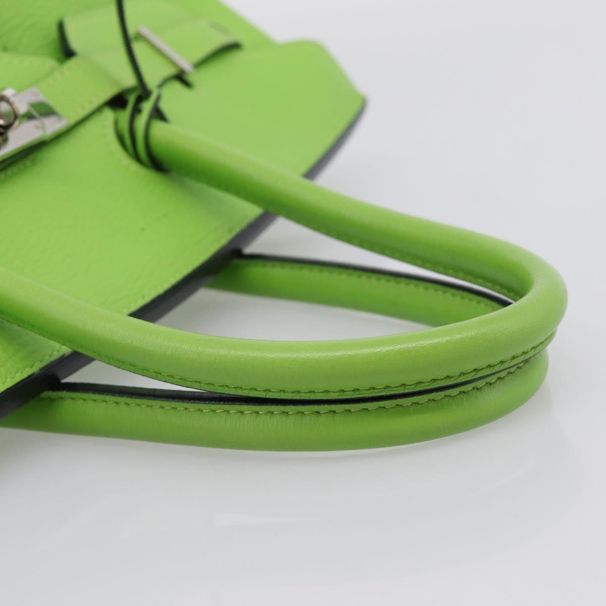 Hermes Birkin Green Clemence With Palladium Hardware Green Leather Handbag (Pre-Owned)