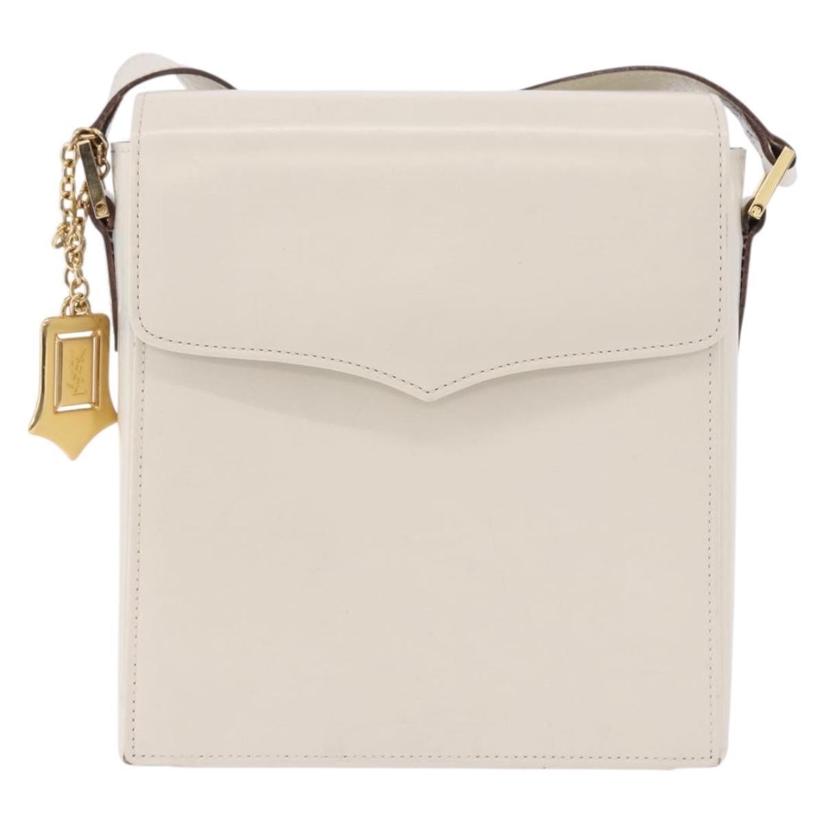 Saint Laurent Vintage Leather Ecru Leather Shoulder Bag Bag (Pre-Owned)