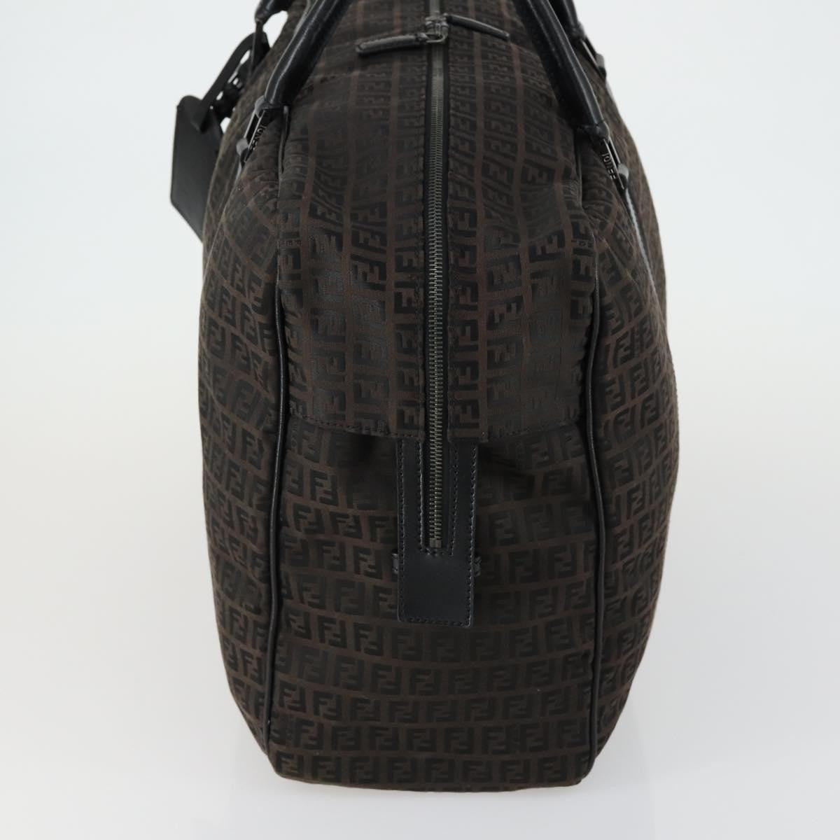Fendi Vintage Boston Zucchino Canvas Brown Canvas Handbag (Pre-Owned)
