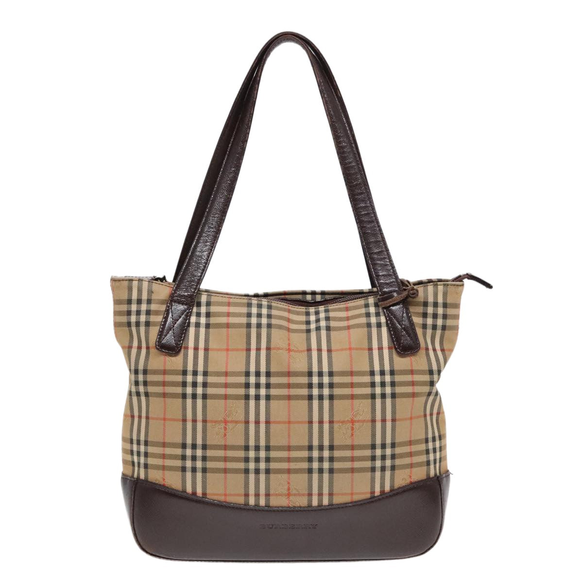 Burberry Nova Check Tote Canvas Check Pattern Beige Canvas Tote Bag Bag (Pre-Owned)