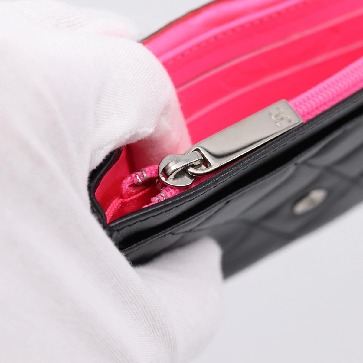 Chanel Cambon Flap Card Case Quilted Lambskin Black Leather Card Holders Accessory (Pre-Owned)