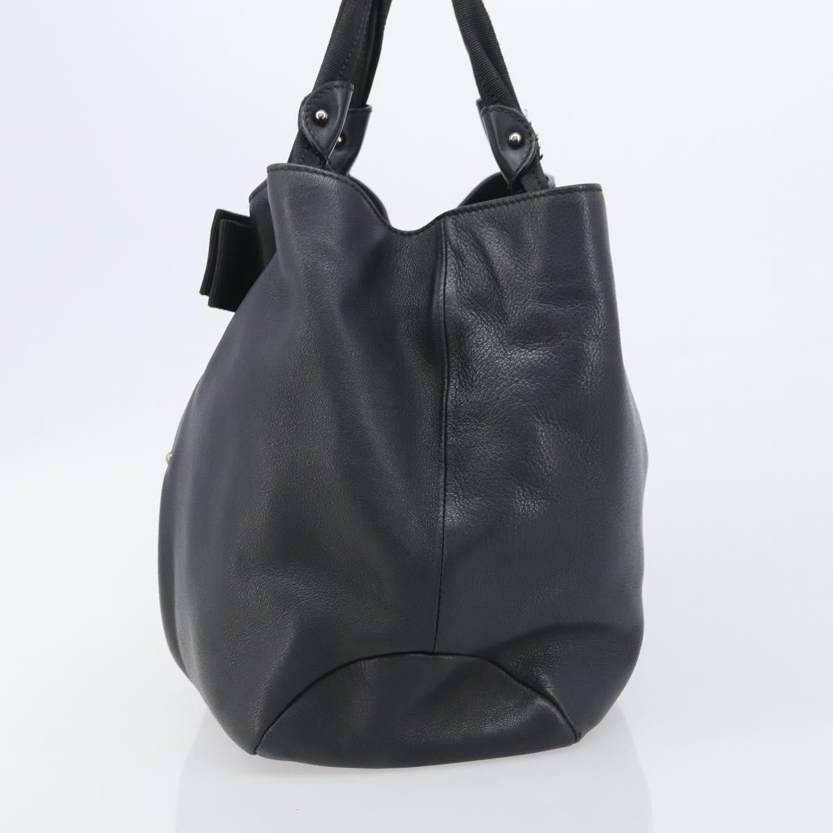 Salvatore Ferragamo Vala Tote Leather Black Leather Tote Bag Bag (Pre-Owned)