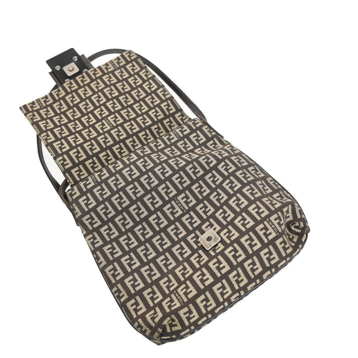 Fendi Vintage Flap Zucchino Canvas Brown Canvas Crossbody Bag Bag (Pre-Owned)