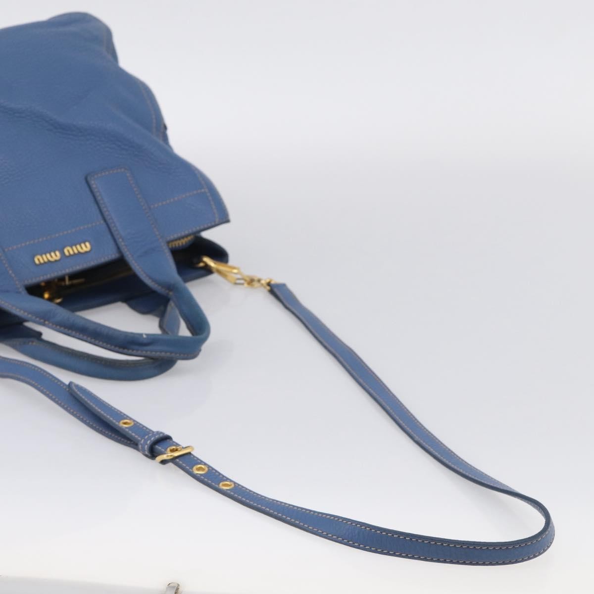 Miu Miu Beau Top Handle Leather Blue Leather Handbag (Pre-Owned)