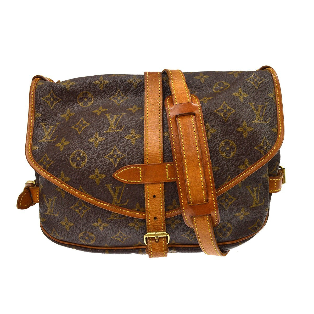 Louis Vuitton Saumur Monogram Canvas Brown Canvas Shoulder Bag Bag (Pre-Owned)