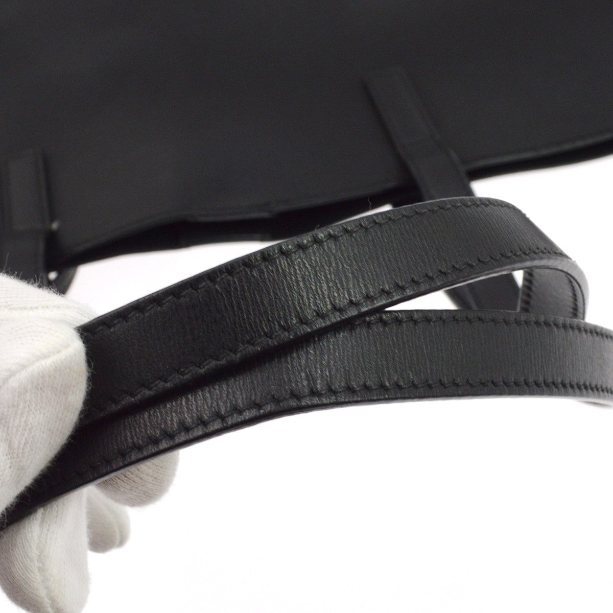 Saint Laurent Shopper Leather Black Leather Tote Bag Bag (Pre-Owned)