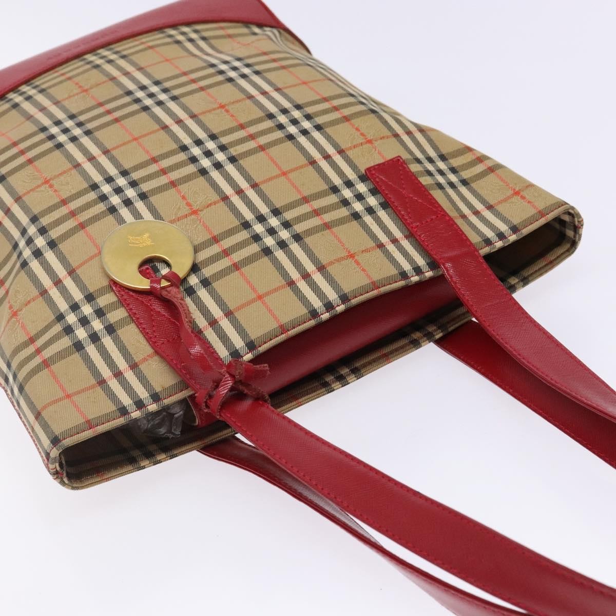 Burberry Nova Check Tote Canvas Check Pattern Beige Canvas Tote Bag Bag (Pre-Owned)
