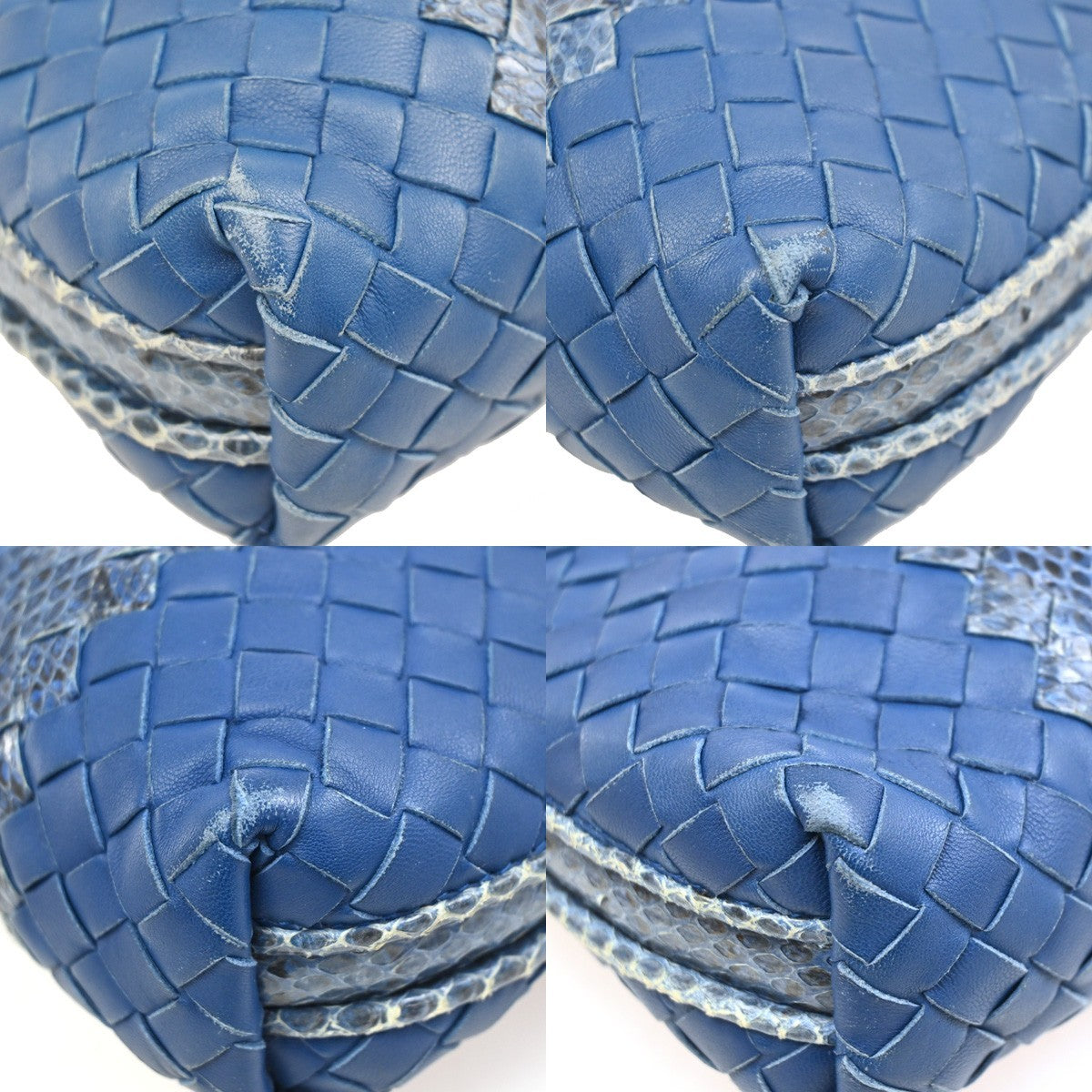 Bottega Veneta Nodini Embroidered Intrecciato Nappa Blue Leather Shoulder Bag Bag (Pre-Owned)