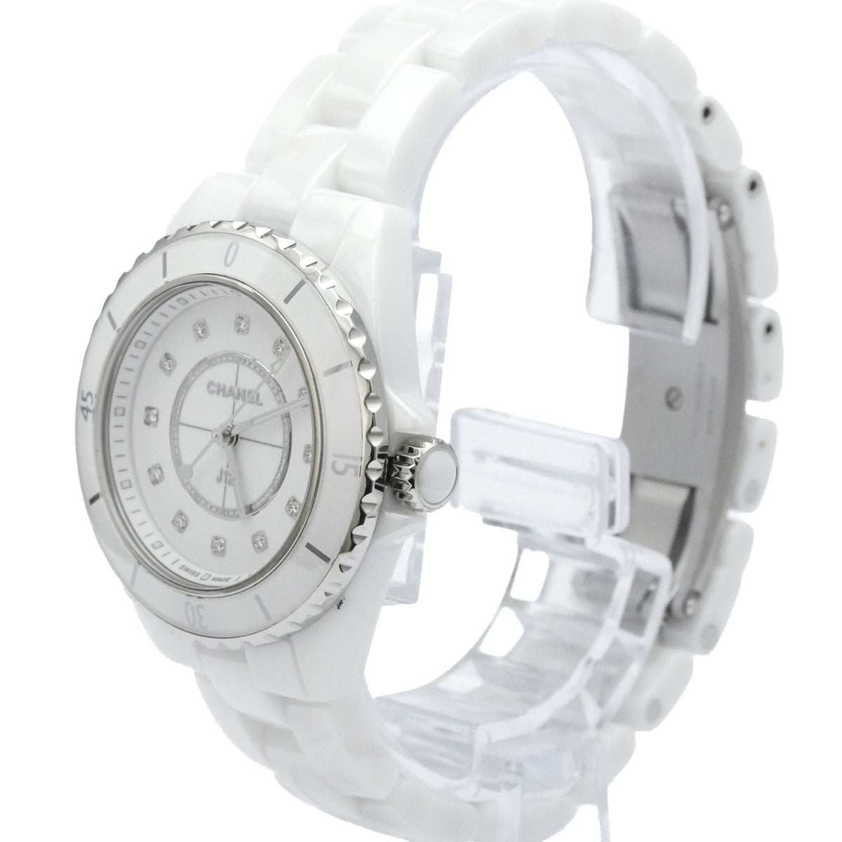 Chanel J12 Quartz Ceramic And Stainless Steel With Diamond Markers Watch (Pre-Owned)