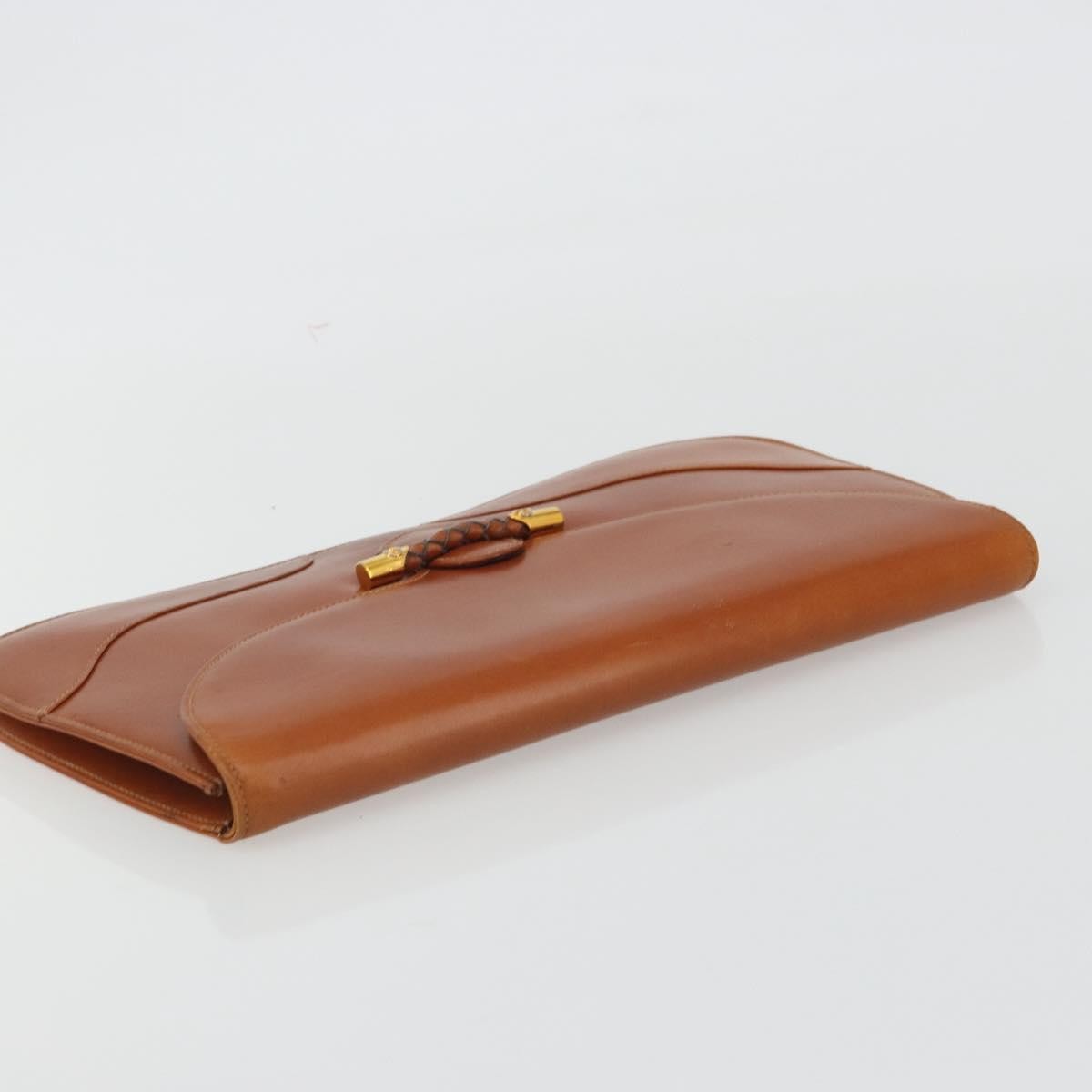 Gucci Vintage Clutch Leather Brown Leather Clutche & Pouche Bag (Pre-Owned)