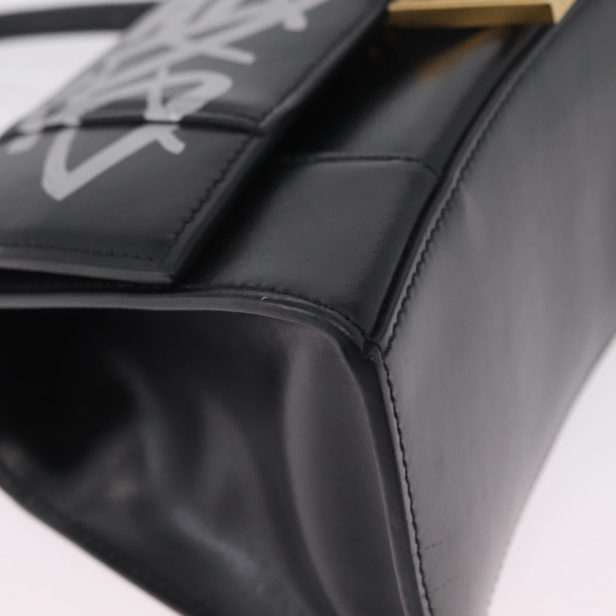 Balenciaga Graffiti Hourglass Top Handle Leather Black Leather Handbag (Pre-Owned)