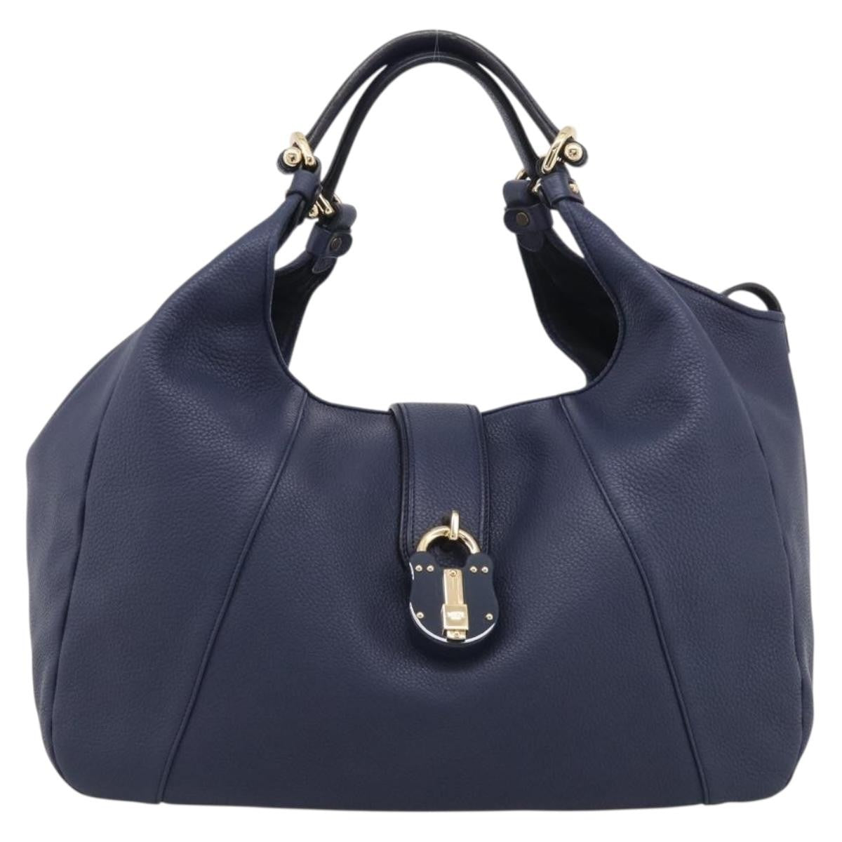 Loewe Calle Hobo Leather Navy Leather Shoulder Bag Bag (Pre-Owned)