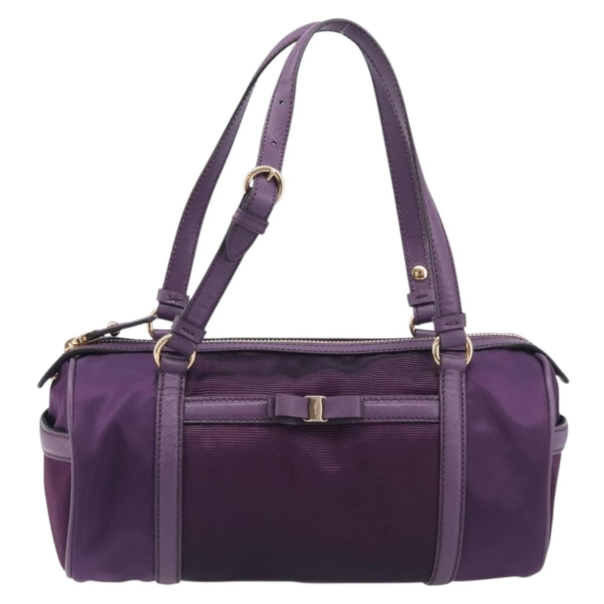 Salvatore Ferragamo Vara Bow Cylinder Bag Nylon Purple Nylon Shoulder Bag Bag (Pre-Owned)