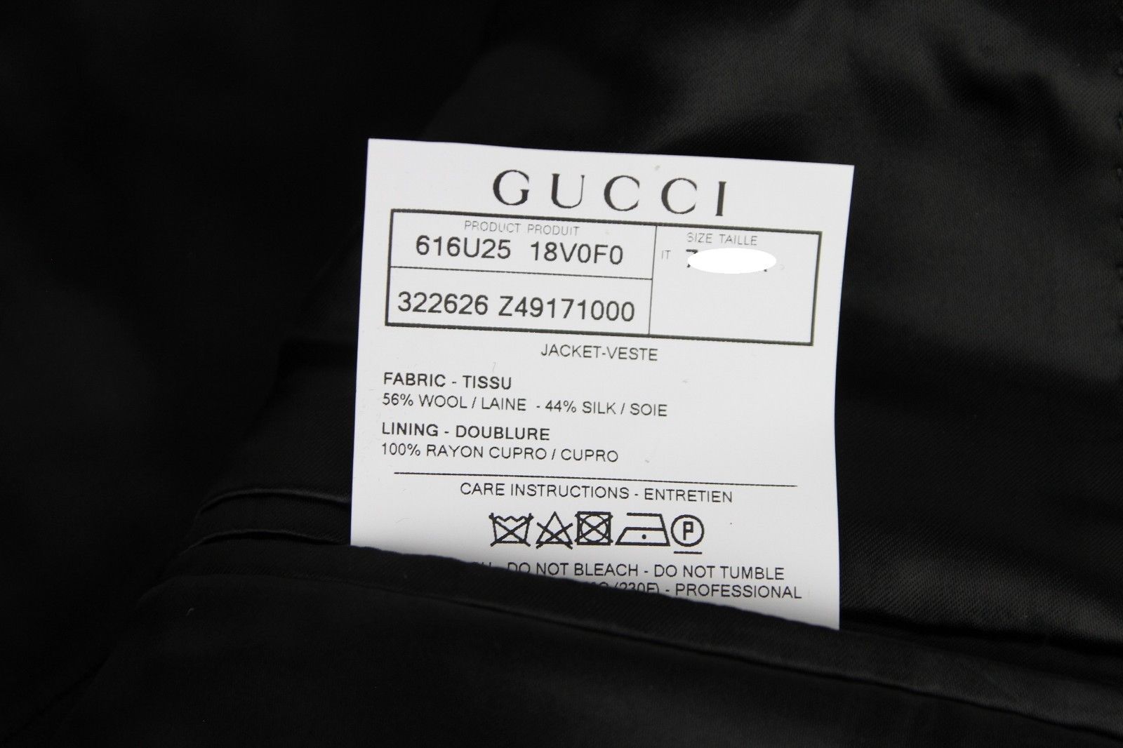 Gucci Men's Emerald Jacquard Dylan 60 Black Wool Silk 2 Buttons Jacket