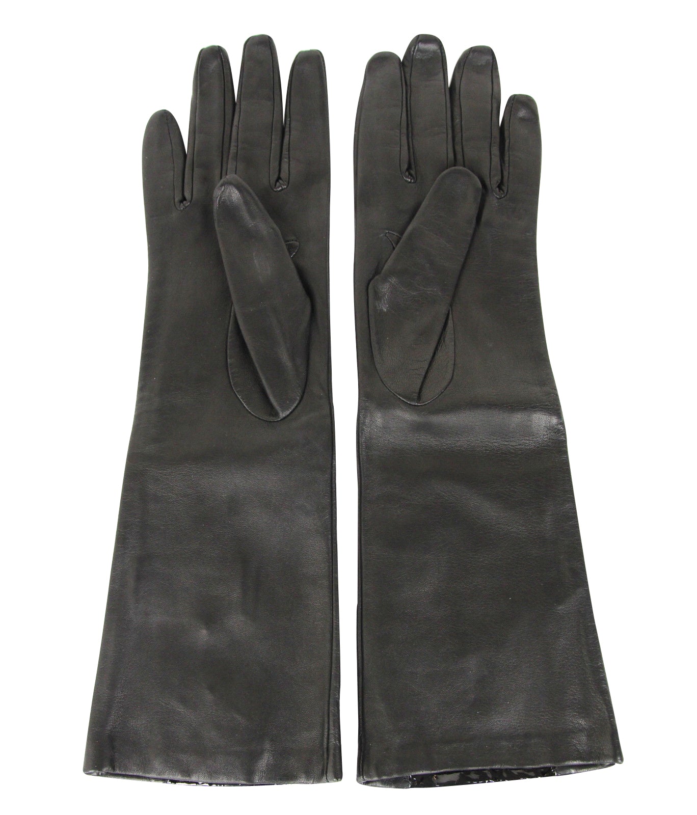 Bottega Veneta Women's Black Leather / Patent Leather Long Gloves