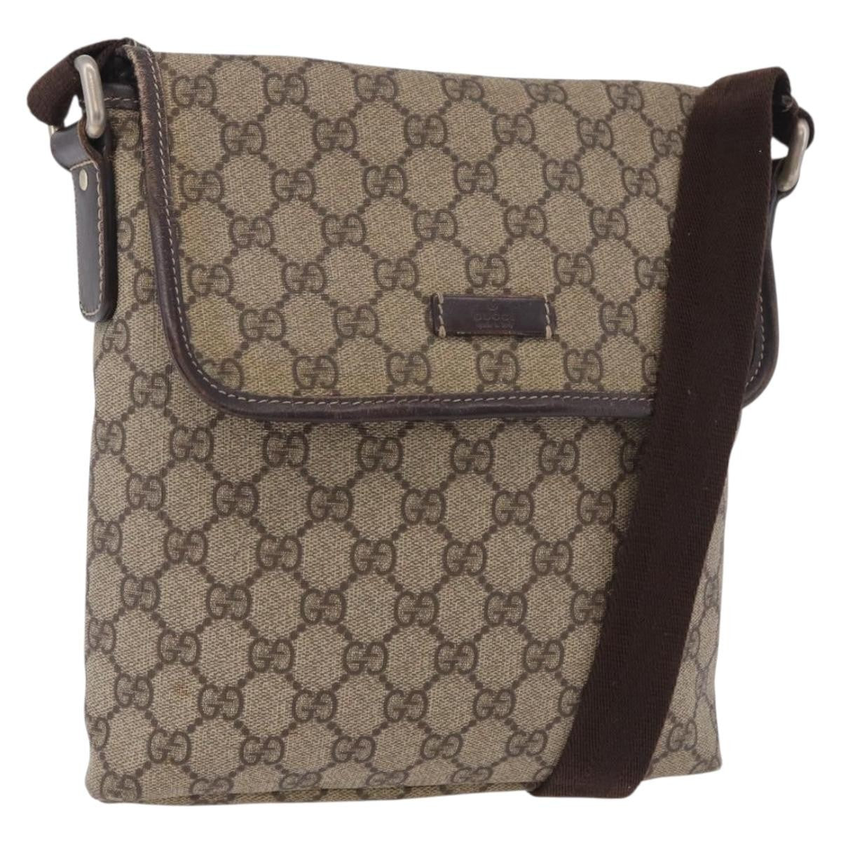 Gucci Flap Messenger Gg Coated Canvas Beige Canvas Shoulder Bag Bag (Pre-Owned)