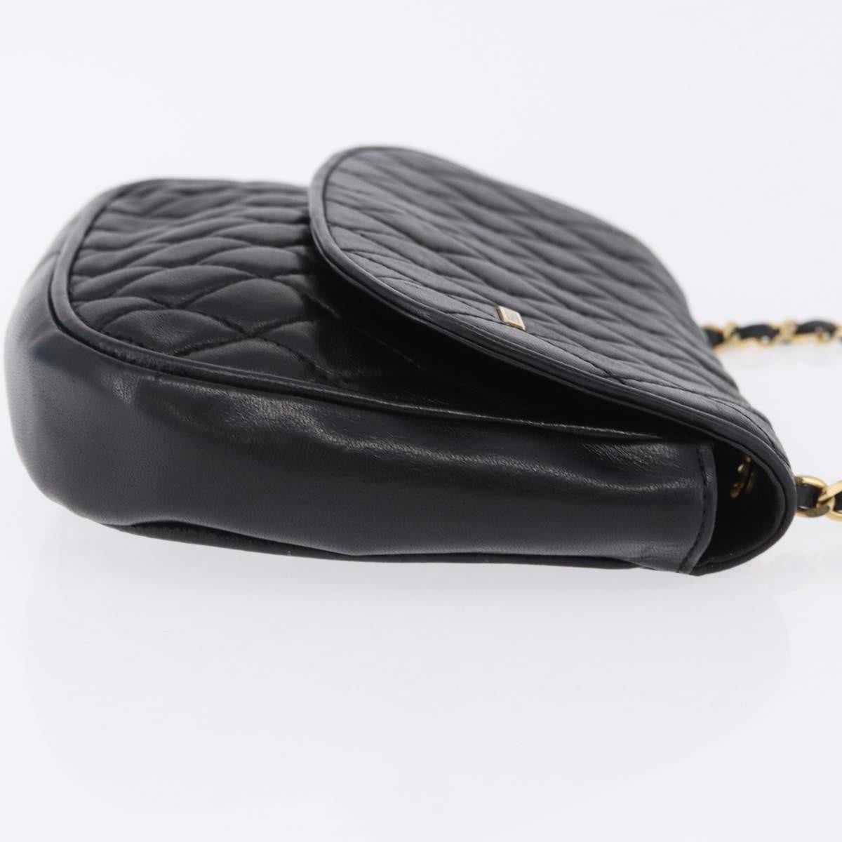 Bally Vintage Chain Quilted Leather Black Leather Shoulder Bag Bag (Pre-Owned)