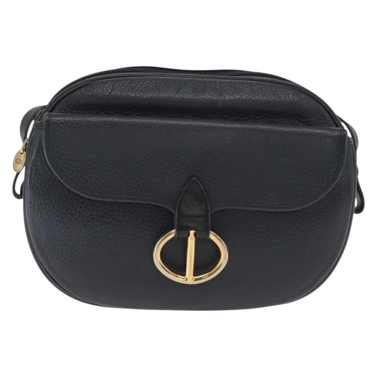 Christian Dior Vintage Leather Navy Leather Shoulder Bag Bag (Pre-Owned)