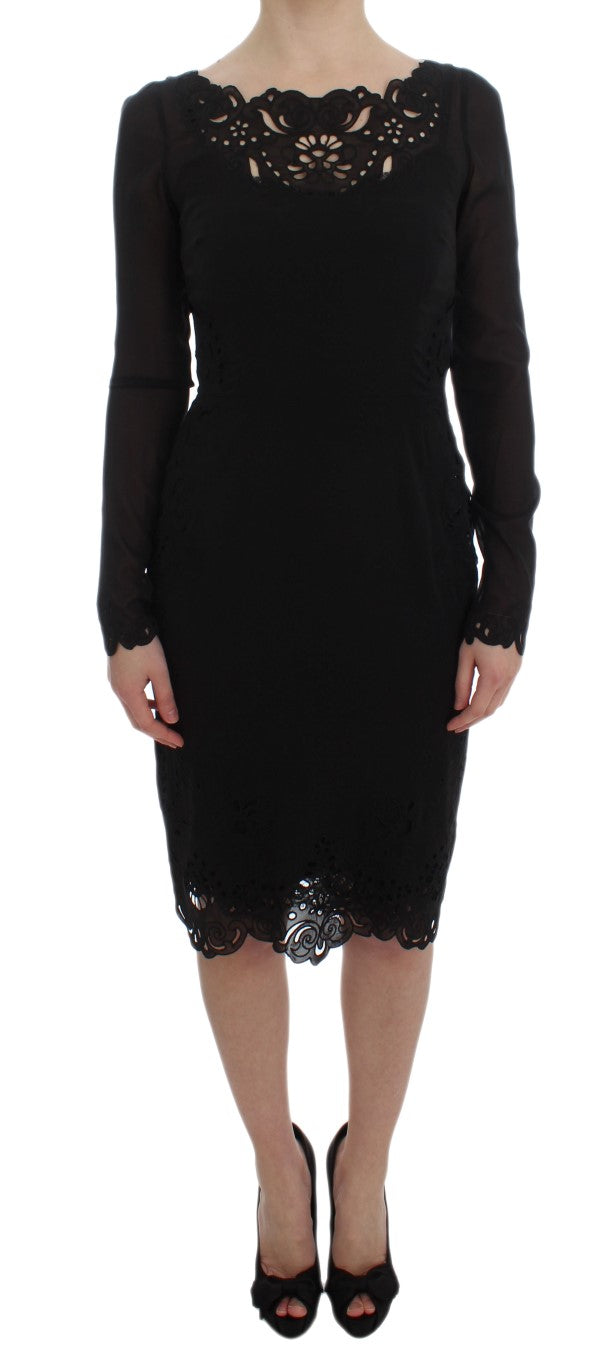 Dolce & Gabbana Black Silk Stretch Sheath Women's Dress