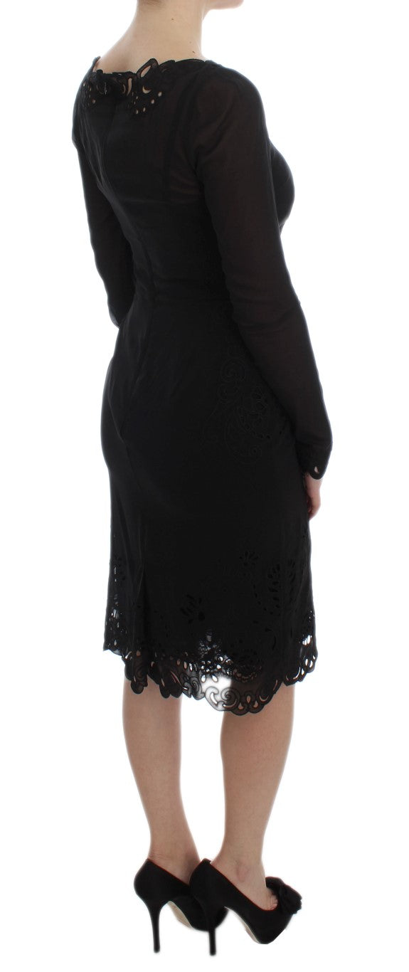 Dolce & Gabbana Black Silk Stretch Sheath Women's Dress