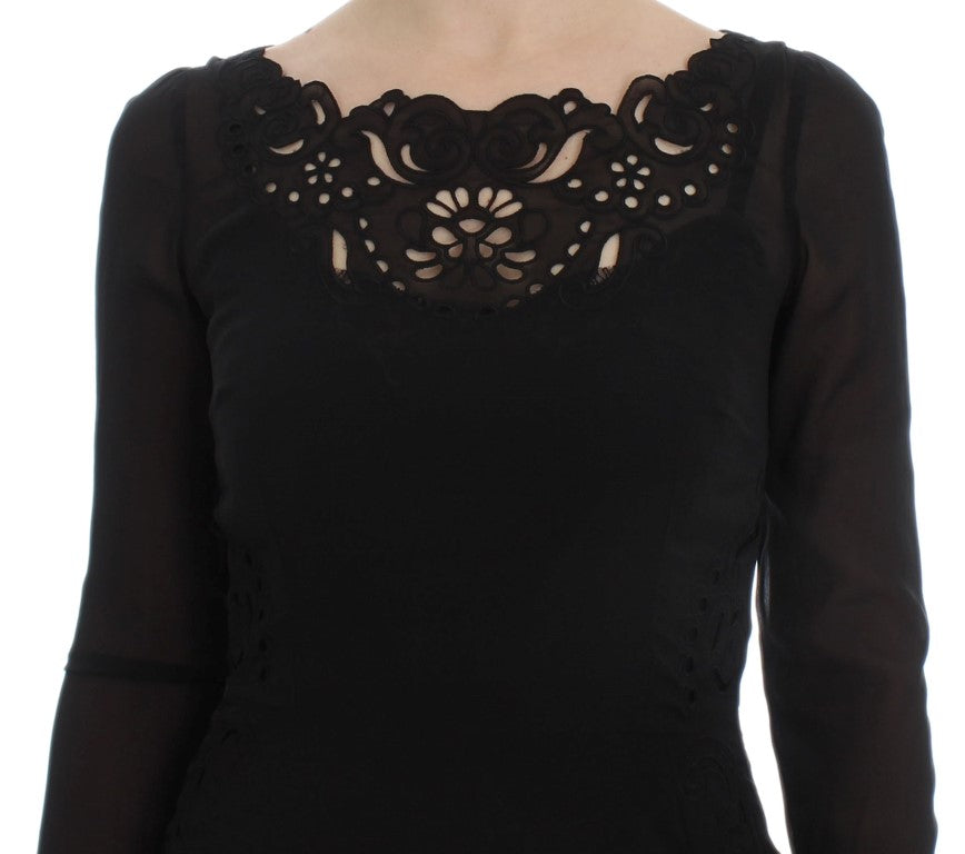 Dolce & Gabbana Black Silk Stretch Sheath Women's Dress