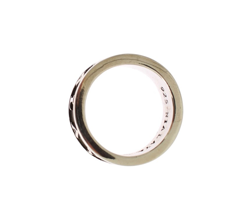 Nialaya Elegant Silver and Black Men's Sterling Men's Ring