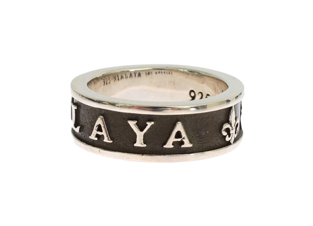 Nialaya Elegant Silver and Black Men's Sterling Men's Ring