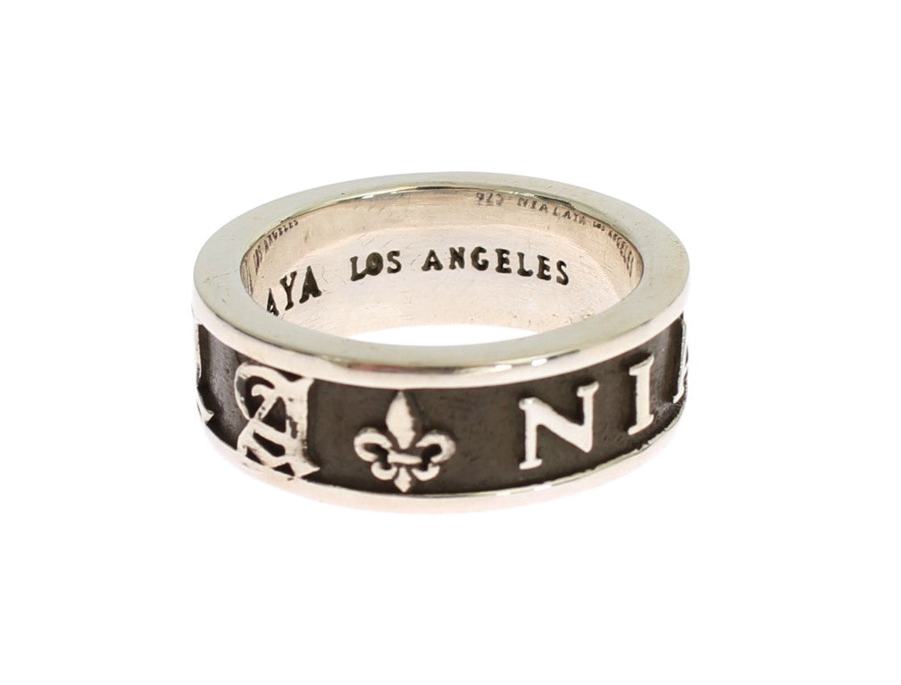 Nialaya Elegant Silver and Black Men's Sterling Men's Ring