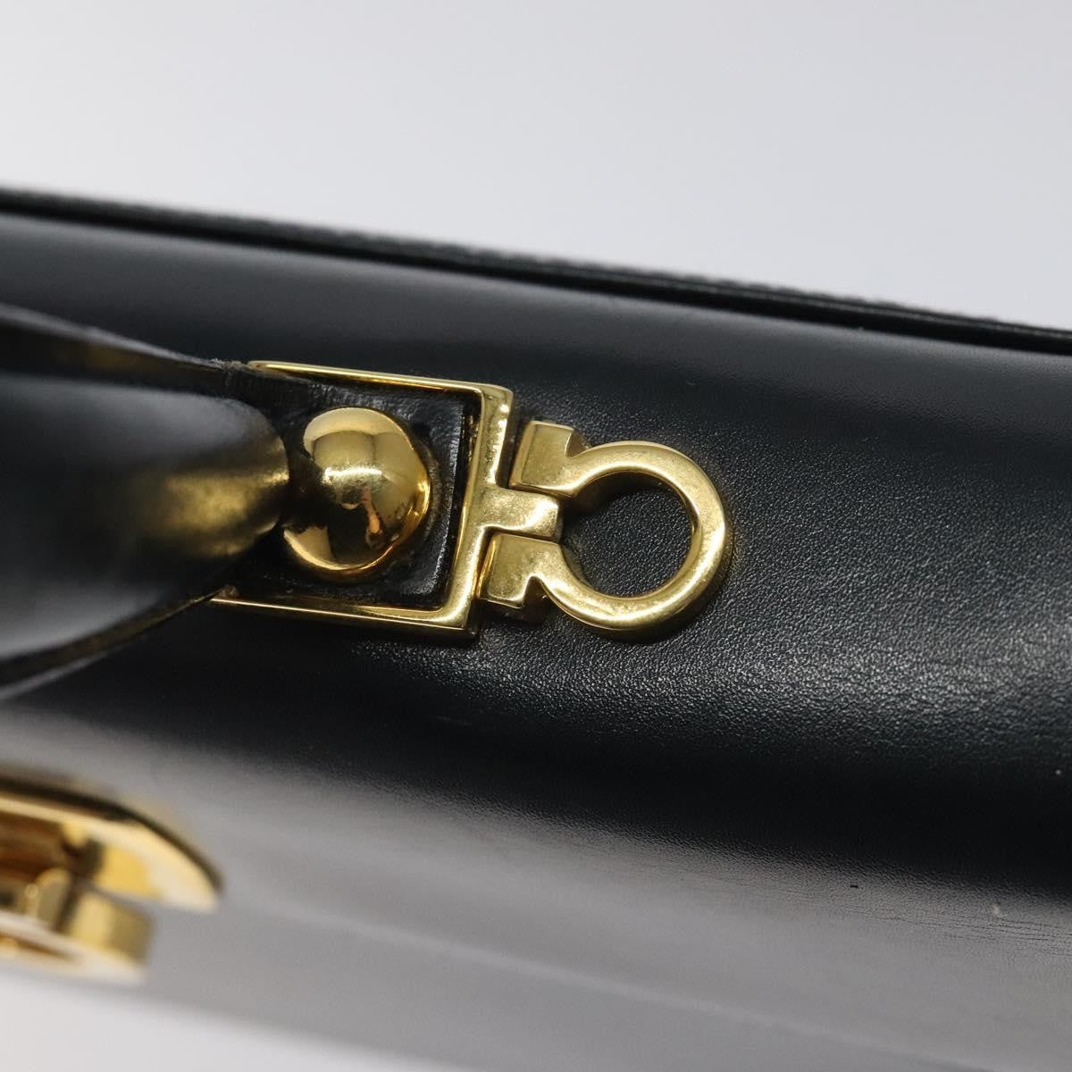 Salvatore Ferragamo Convertible Top Handle Leather Black Leather Handbag (Pre-Owned)