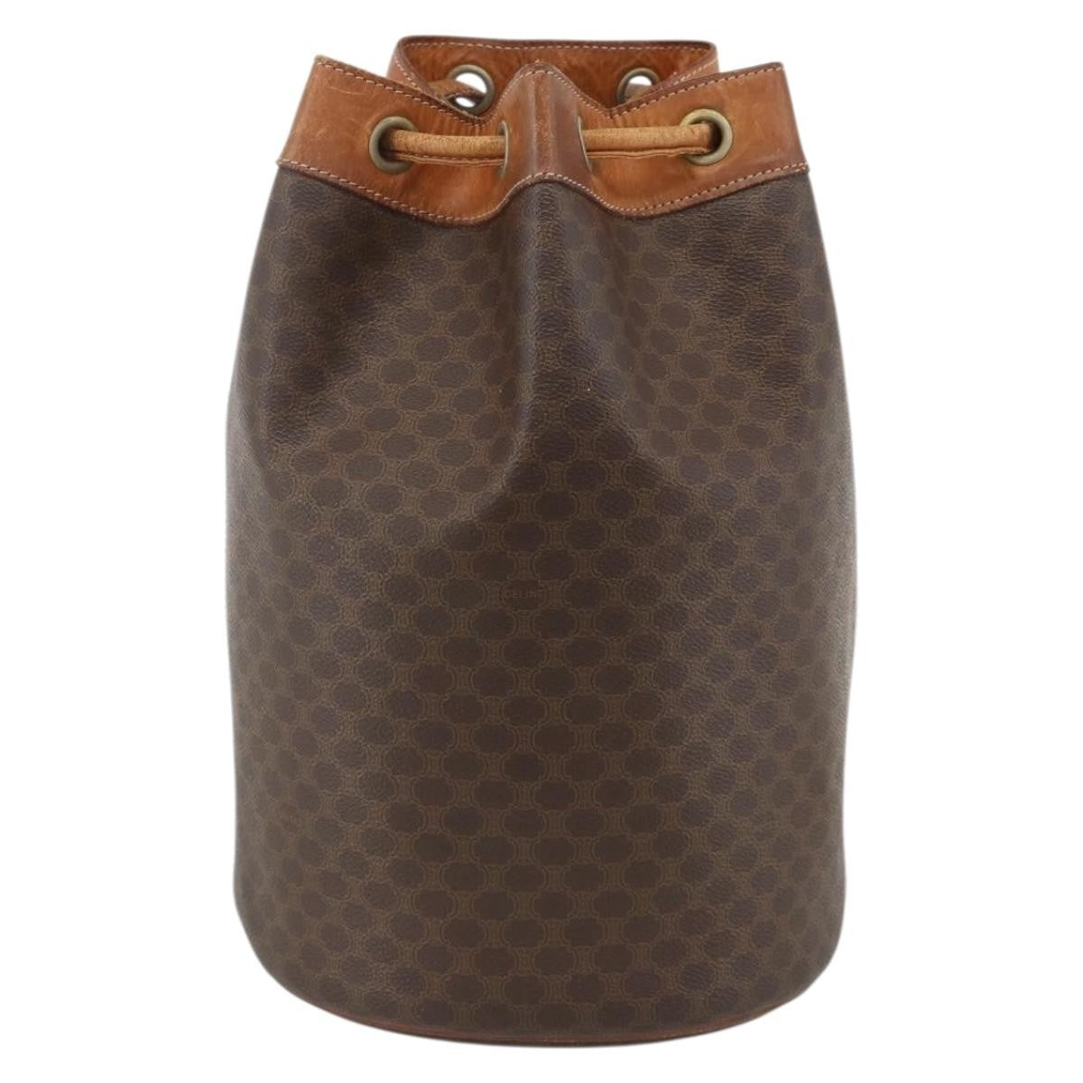 Celine Vintage Macadam Canvas And Leather Brown Canvas Backpack Bag (Pre-Owned)