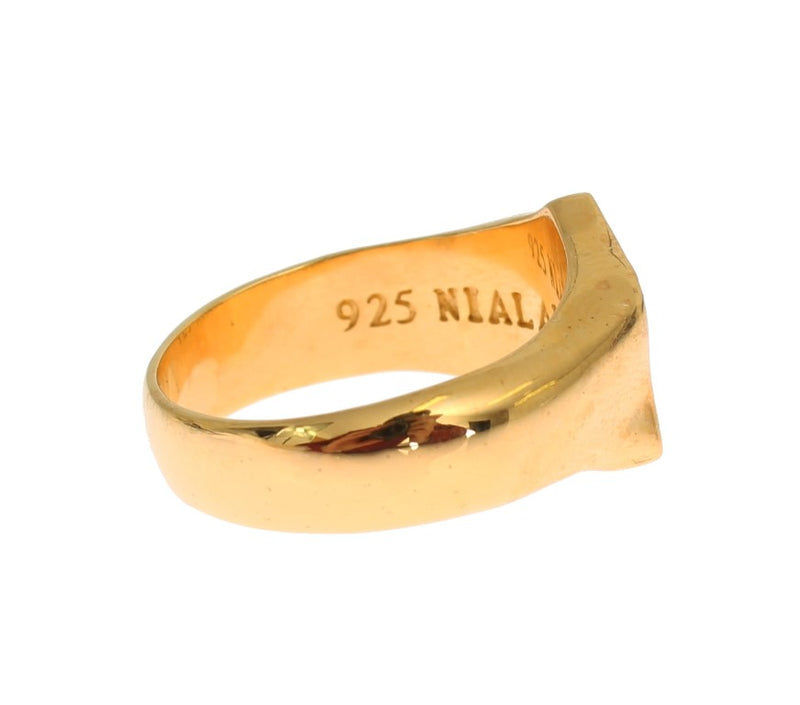 Nialaya Elegant Men's Gold Plated Silver Men's Ring