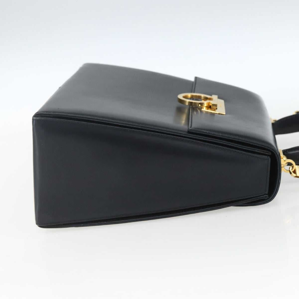 Salvatore Ferragamo Gancini Convertible Top Handle Leather Navy Leather Handbag (Pre-Owned)