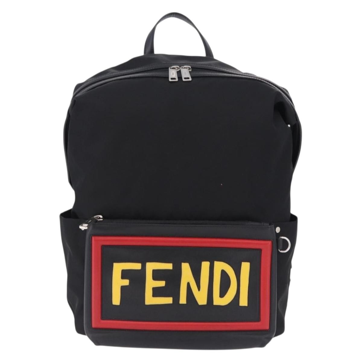Fendi Fiend Nylon With Printed Leather Black Nylon Backpack Bag (Pre-Owned)