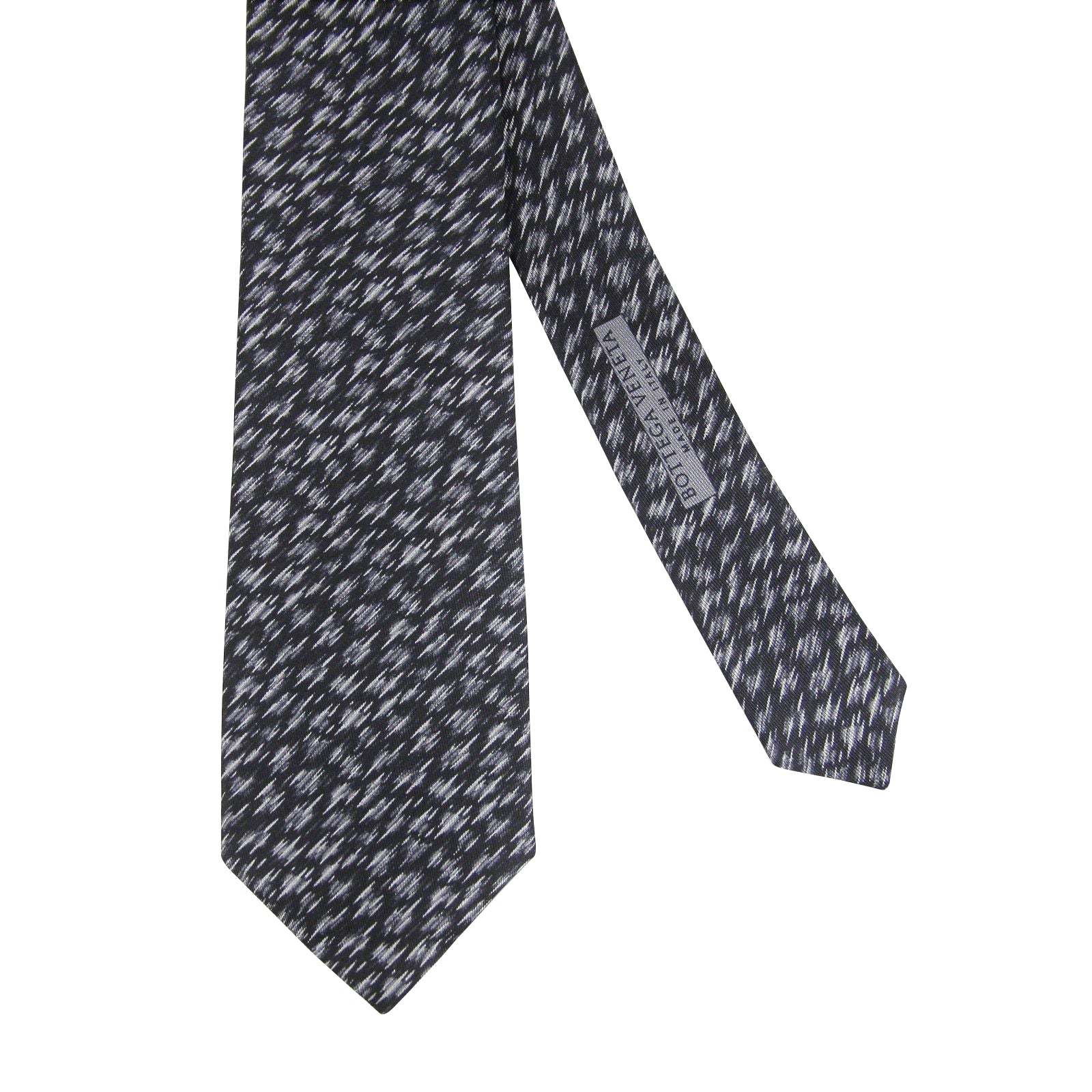 Bottega Veneta Men's Dry Brush Black/White Silk Pattern Tie 325511 1061