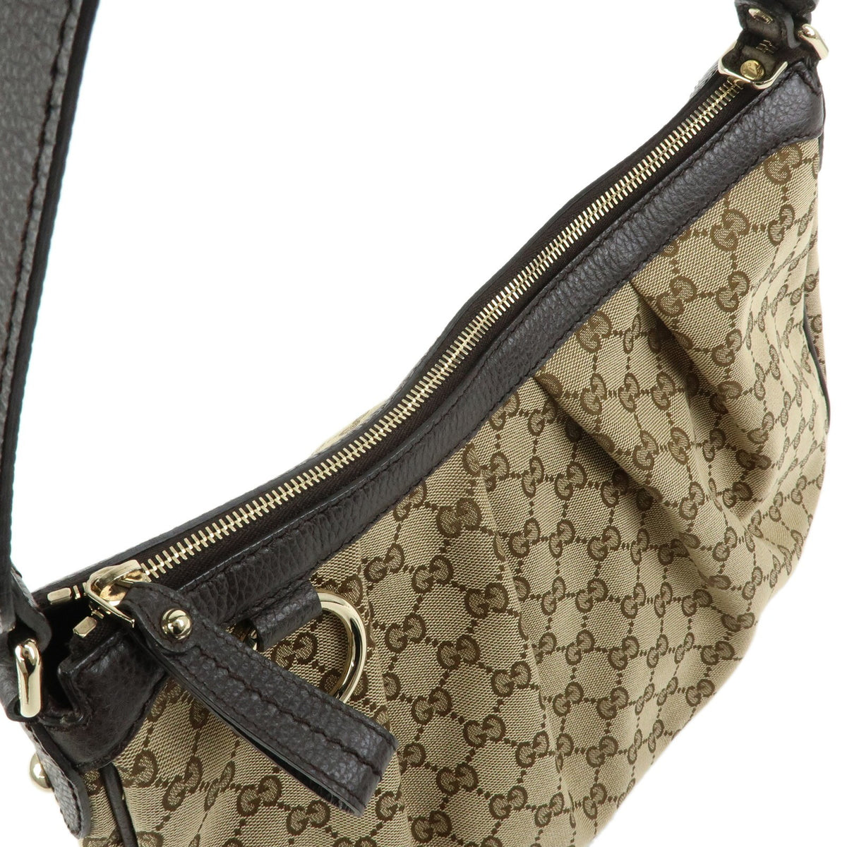 Gucci Sukey Hobo Gg Canvas With Leather Beige Canvas Shoulder Bag Bag (Pre-Owned)
