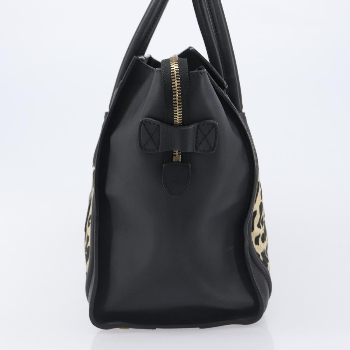 Celine Luggage Printed Canvas And Leather Black Leather Handbag (Pre-Owned)