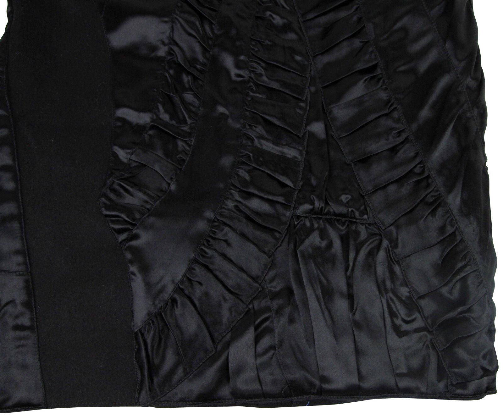 Bottega Veneta Women's Silk Pattern Black Wool Polyamide Dress Ruffle Detail (42)