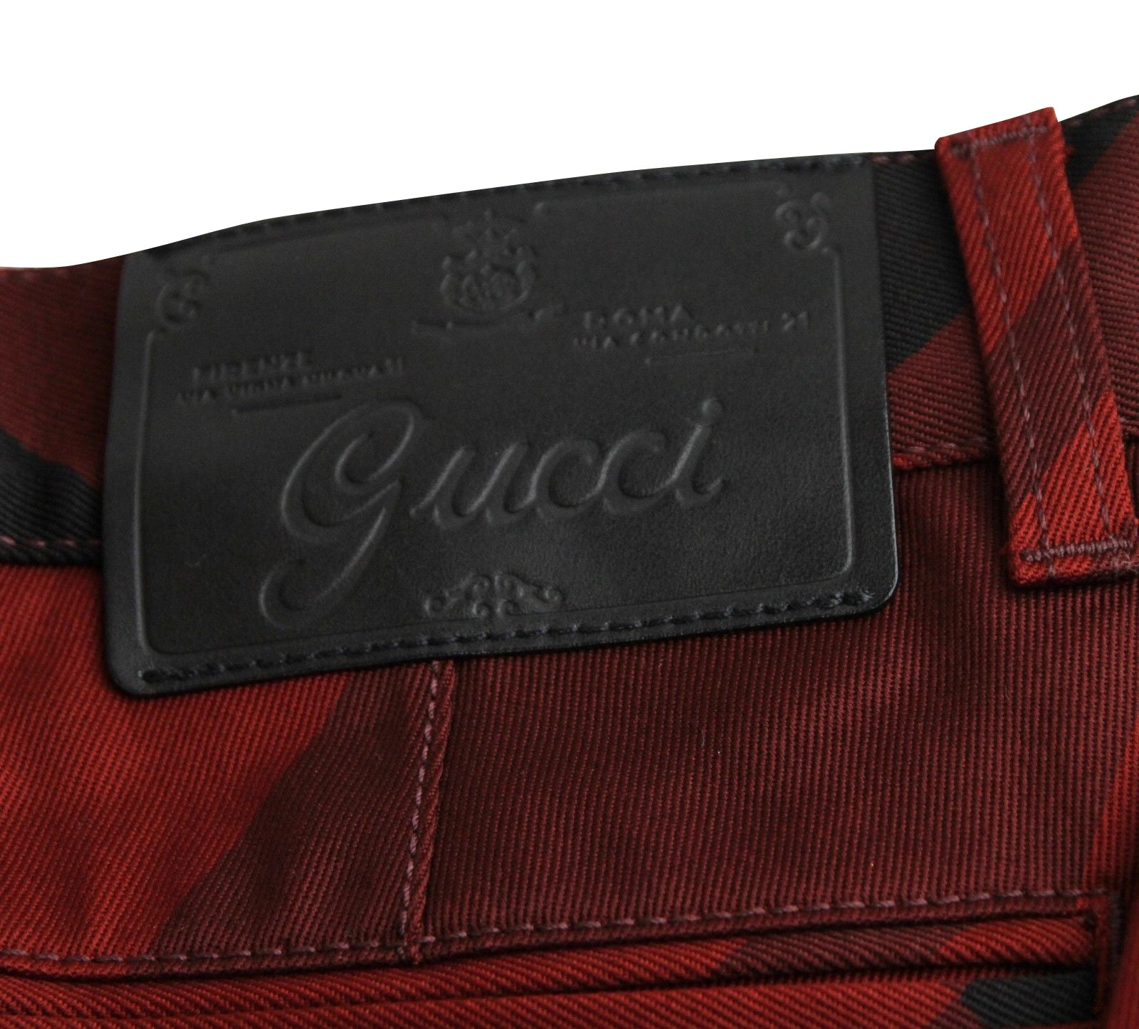 Gucci Women's Check Print Holiday Red / Black Cotton Elastane Capri Pants