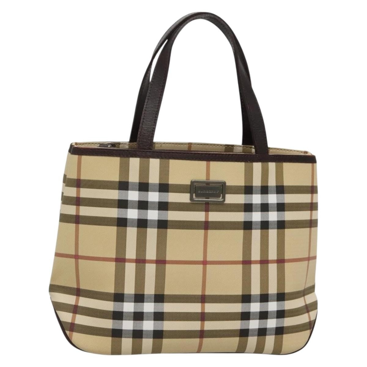 Burberry Nova Check Nova Check Canvas Beige Canvas Handbag (Pre-Owned)