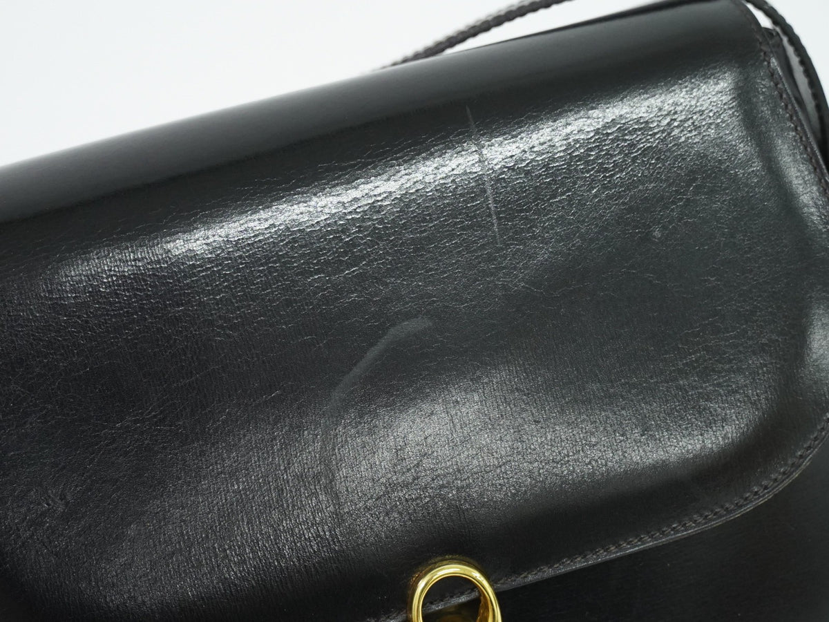 Celine Shoulder Leather Black Leather Shoulder Bag Bag (Pre-Owned)