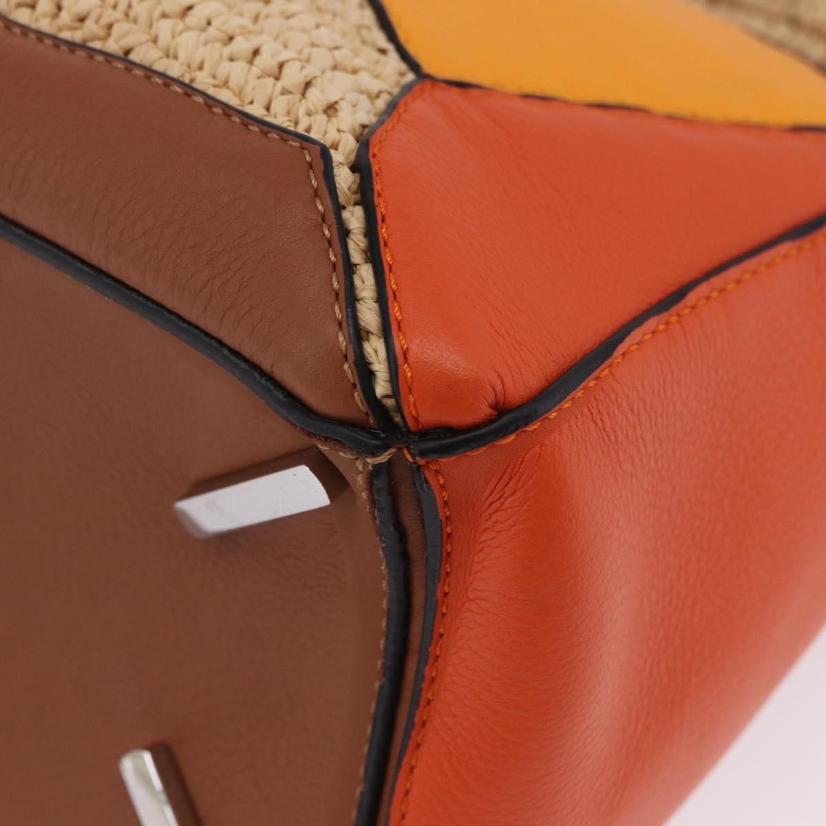 Loewe Puzzle Leather And Raffia Beige Leather Handbag (Pre-Owned)