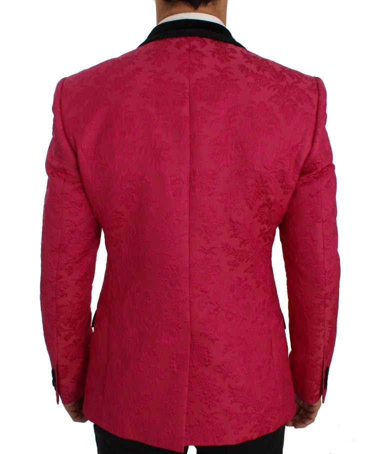 Dolce & Gabbana Pink Floral Brocade Slim Blazer Men's Jacket