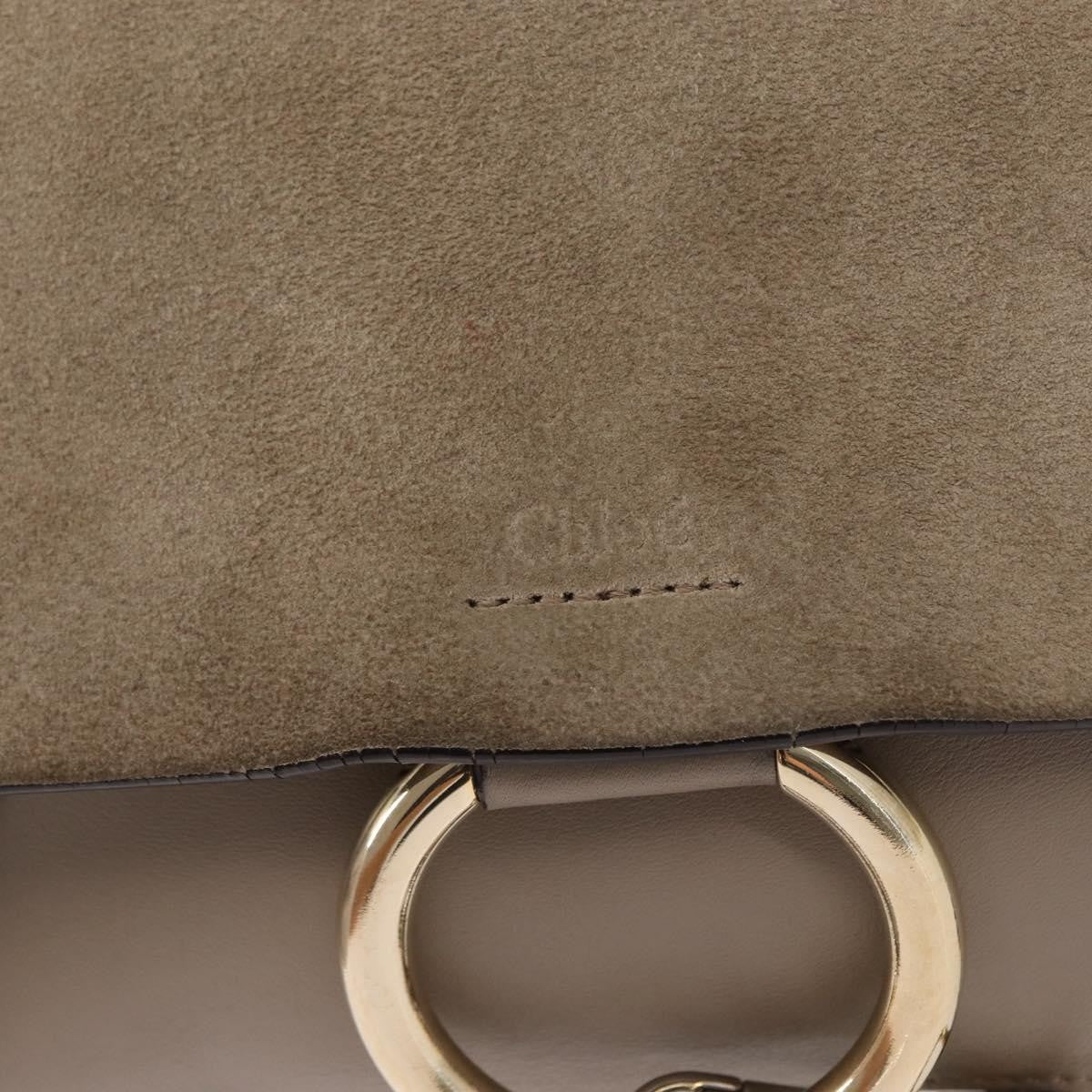 Chloe Faye Leather Beige Suede Shoulder Bag Bag (Pre-Owned)