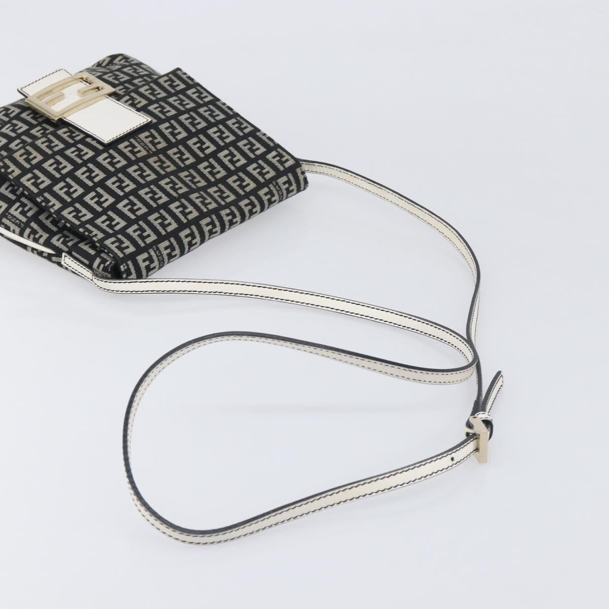 Fendi Vintage Flap Zucchino Canvas Black Canvas Crossbody Bag Bag (Pre-Owned)