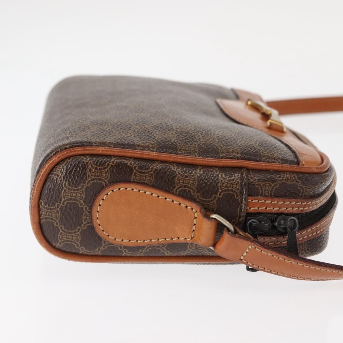 Celine Macadam Shoulder Pvc Leather Brown Canvas Bag (Pre-Owned)